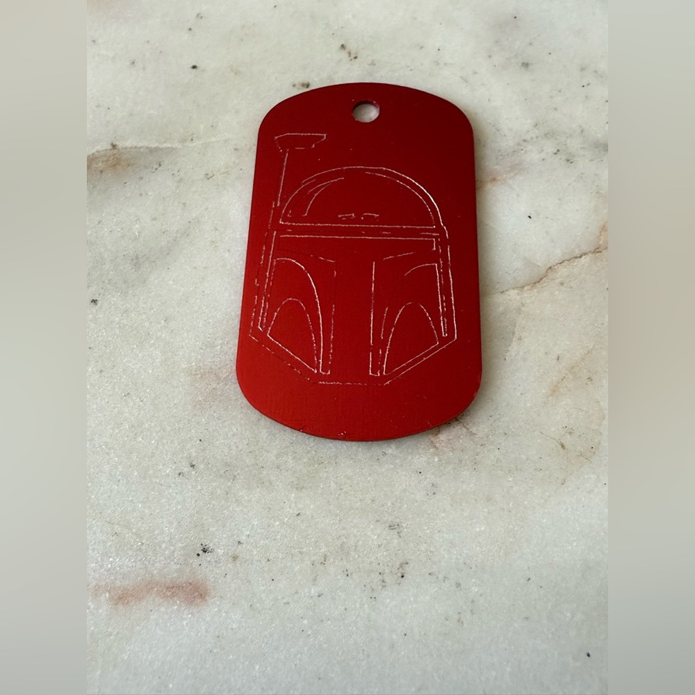 New Red Boba Fett Dog Tag Mandalorian helmet pendant, necklace engraved cool 🔥